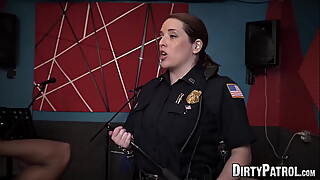 Femdom cops make suspect eat pussy and fuck them hard