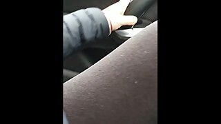Step mom risky fuck in the car with BBC step son while dad shopping food