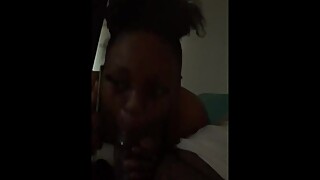 Talking to my cheating BF while getting my face fucked
