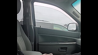 Dick flashing from car in parking lot